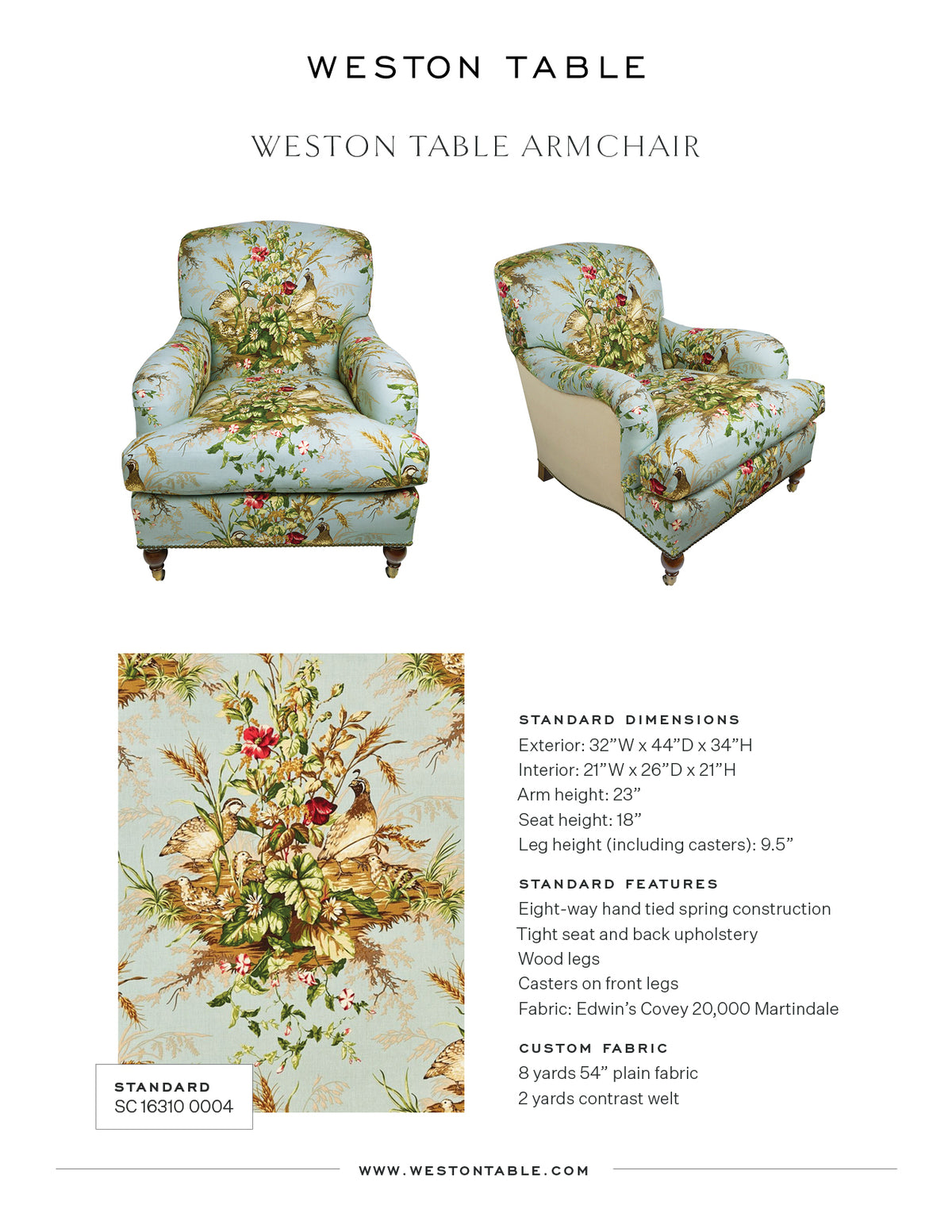 Weston Table Armchair Tear Sheet Page Two Weston Table