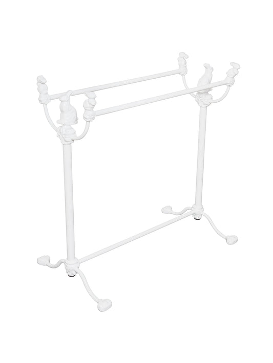 White Iron Bunny Blanket Holder Weston Table