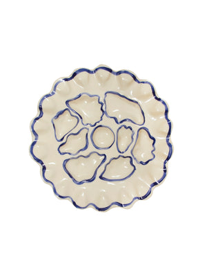  White and Blue Ruffle Oyster Plate Weston Table 