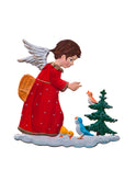 Wilhelm Schweizer Pewter Angel Feeding Birds Ornament Weston Table