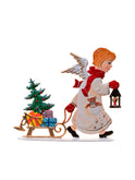 Wilhelm Schweizer Pewter Angel Pulling Sled Weston Table