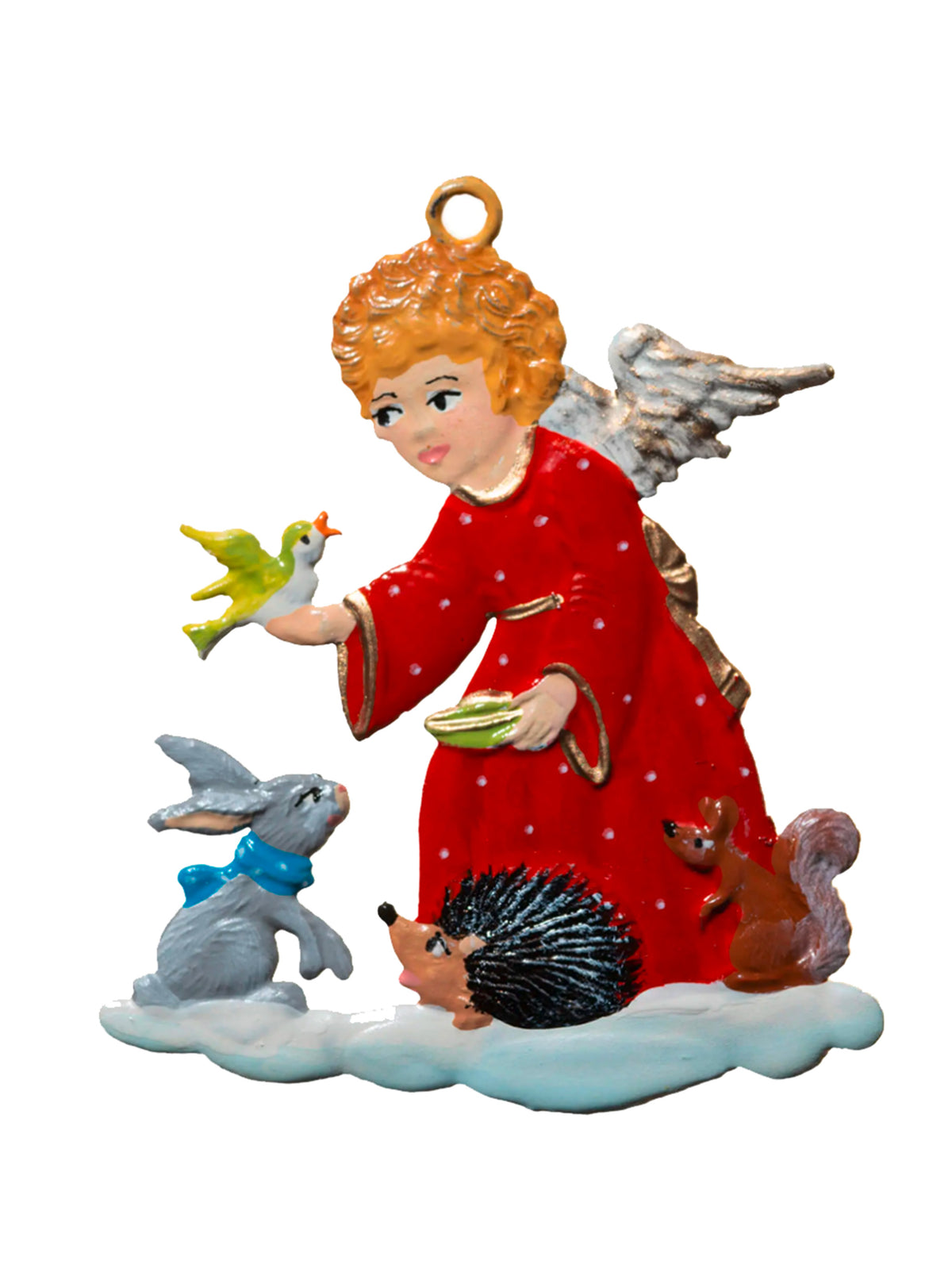 Wilhelm Schweizer Pewter Angel with Animal Friends Ornament Weston Table