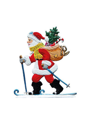  Wilhelm Schweizer Pewter Santa Hitting the Slopes Ornament Weston Table 
