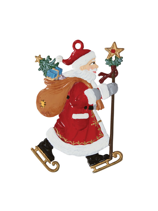 Wilhelm Schweizer Pewter Santa on Skates Christmas Ornament Weston Table