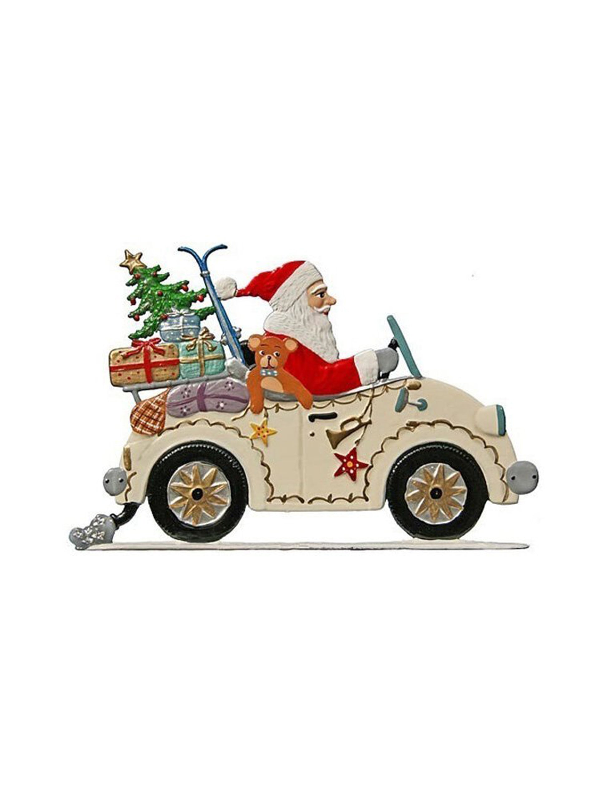 Wilhelm Schweizer Pewter Santa in Auto Weston Table