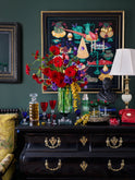 William Yeoward Crystal Emerald Footed Hurricane Weston Table