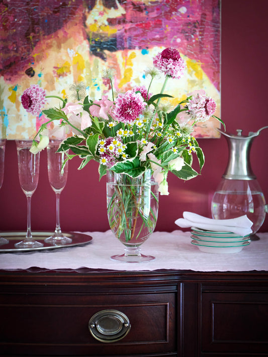 William Yeoward Crystal Jasmine Footed Flower Vase 7 Inches Weston Table