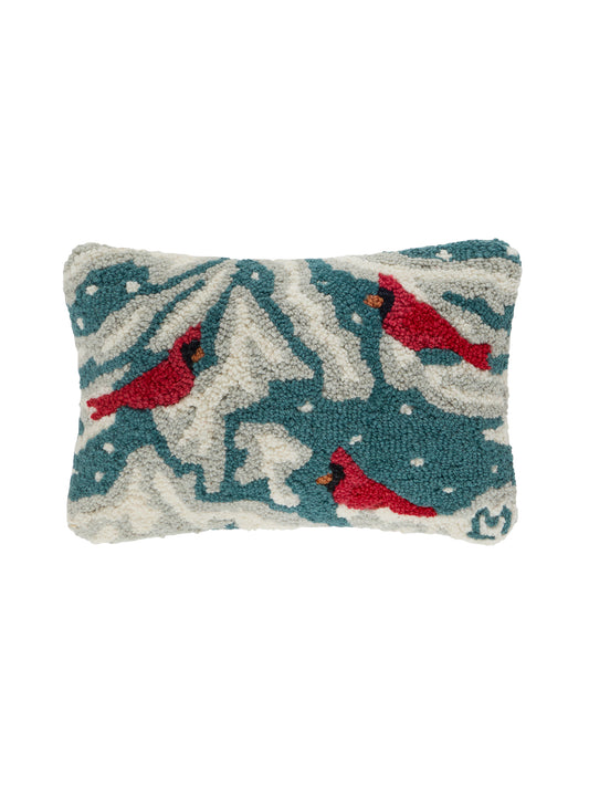 Winter Cardinal Hooked Wool Pillow Weston Table