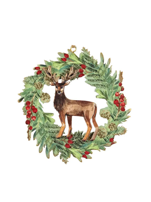 Wood Stag in Wreath Ornament Weston Table