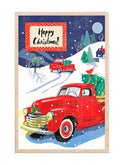 Christmas Truck Wooden Postcard Weston Table