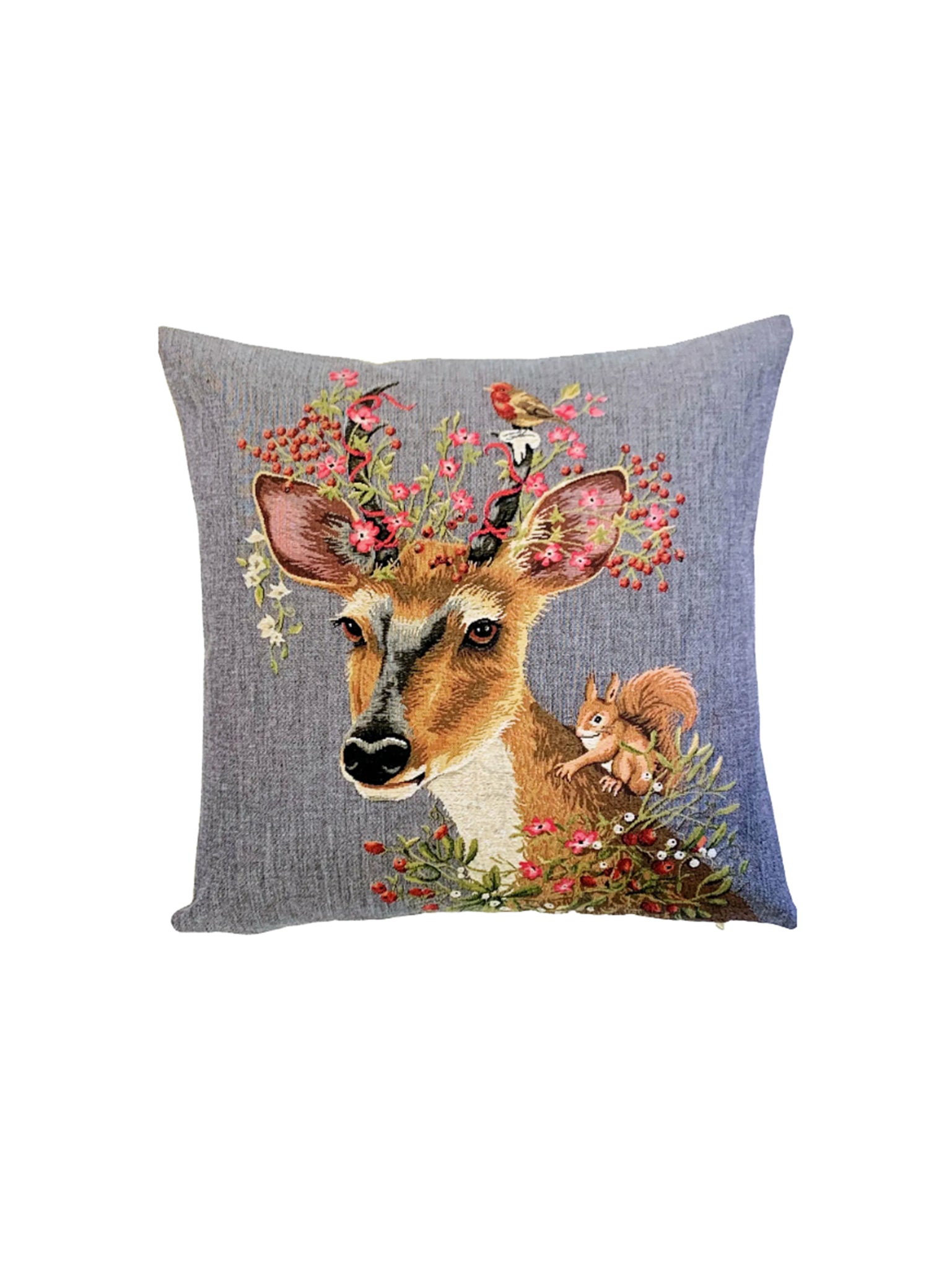 Woodland Deer and Squirrel Pillow