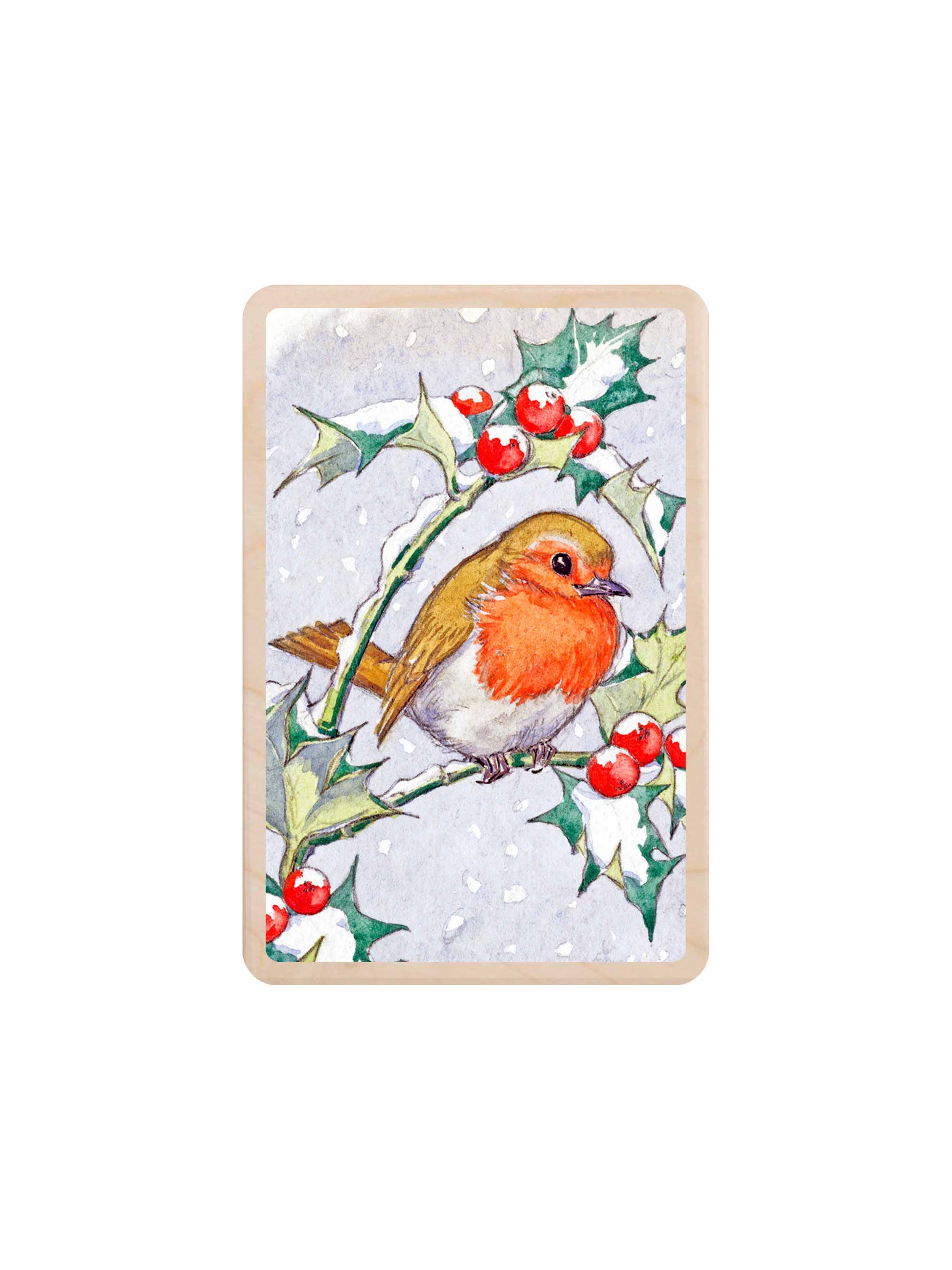 Woodland Forest Animal Wooden Postcards Christmas Robin Weston Table