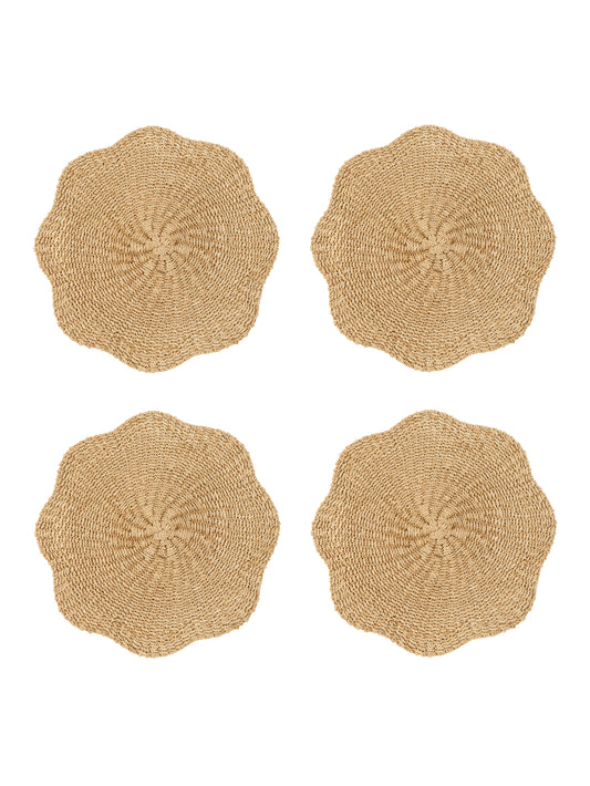 Woven Abaca Scalloped Placemats Set of Four Weston Table