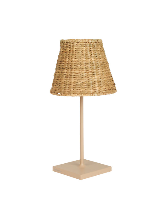 Zafferano Poldina Pro Mini Table Lamp Sand with Water Hyacinth Lampshade Weston Table