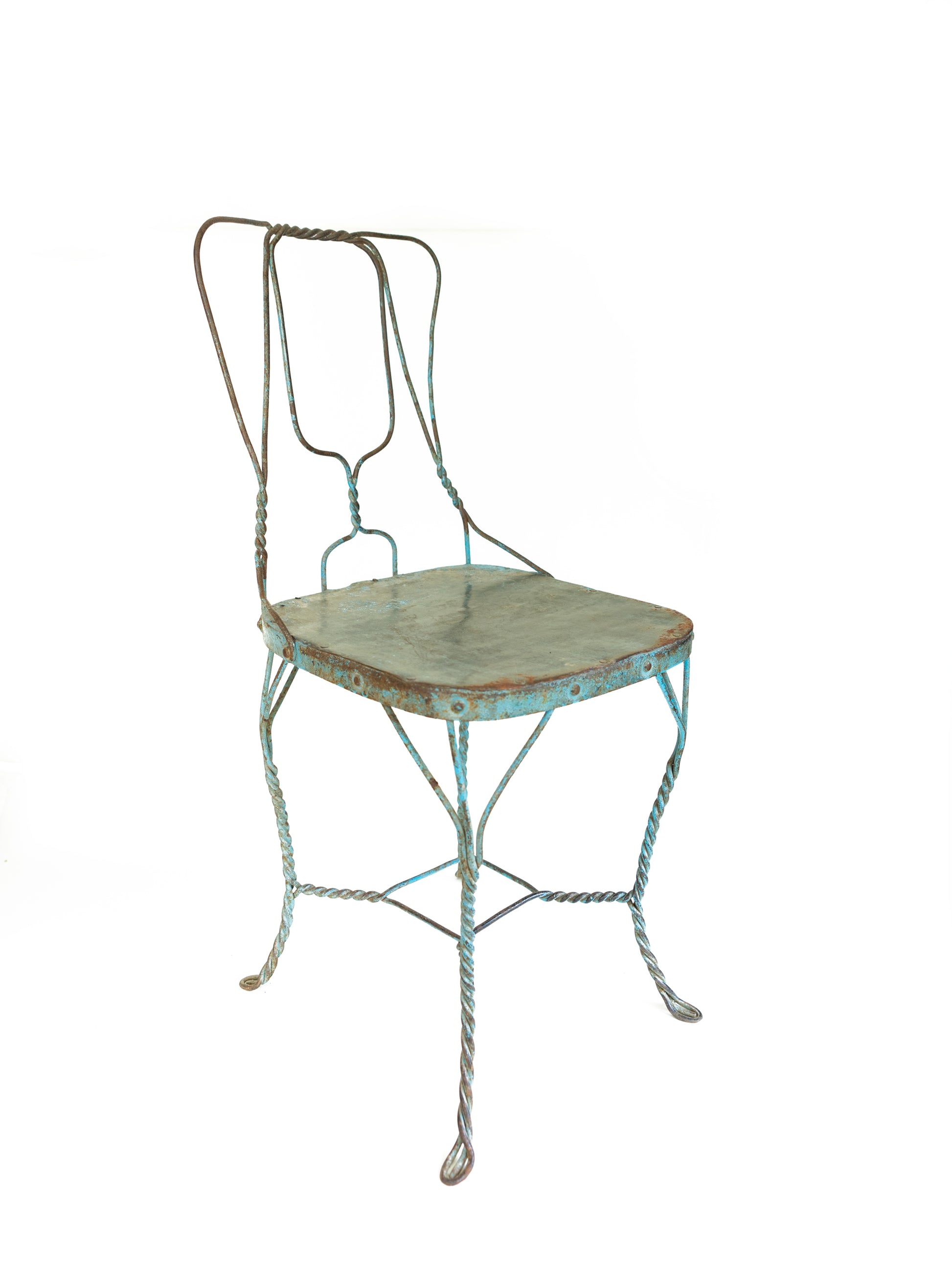 1940s French Wire Bistro Chair Square Seat Weston Table