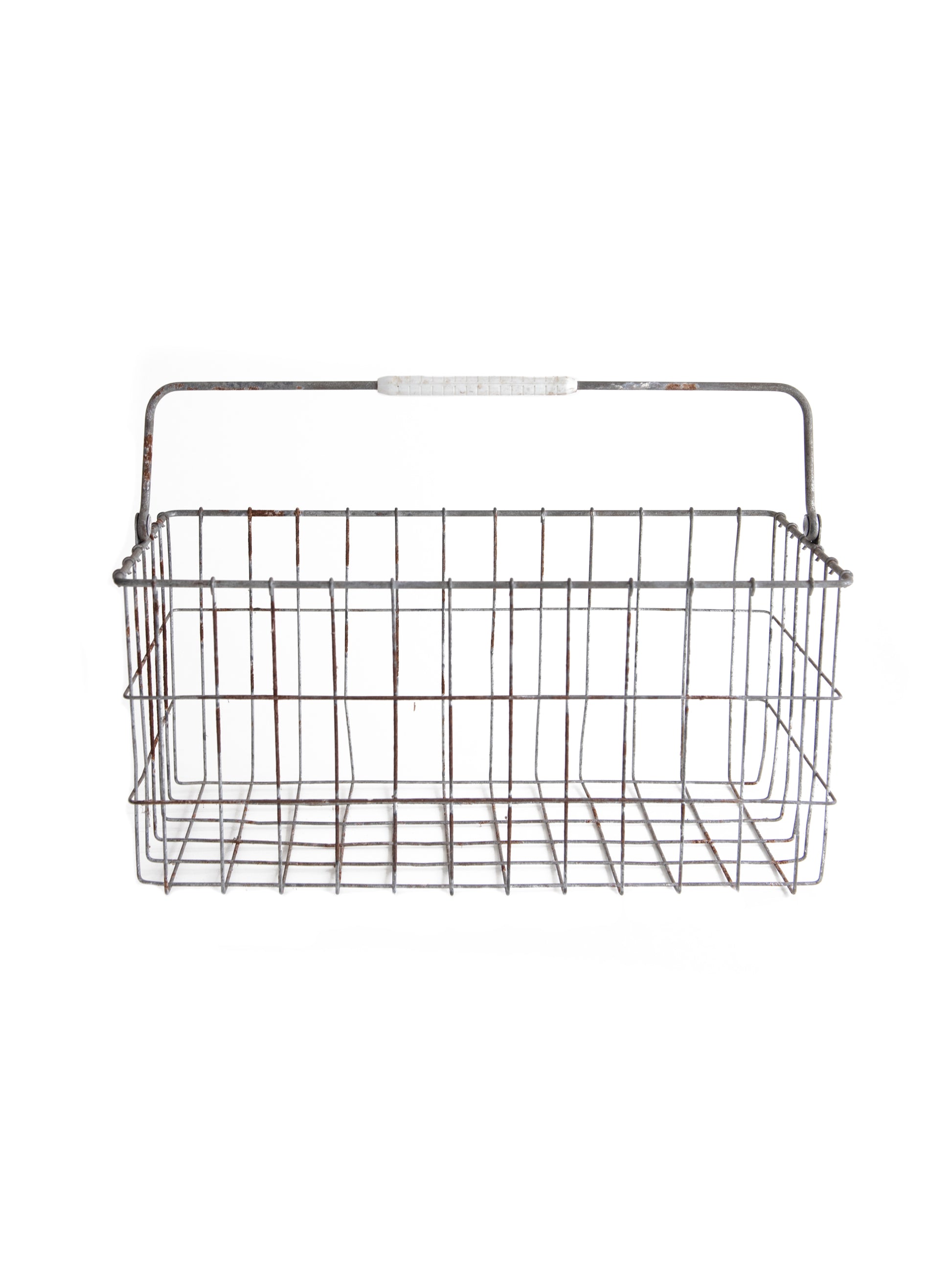 1960s Metal Wire Basket with Handle Weston Table