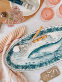 19th Century Spode Scalloped Blue Fish Platter Weston Table