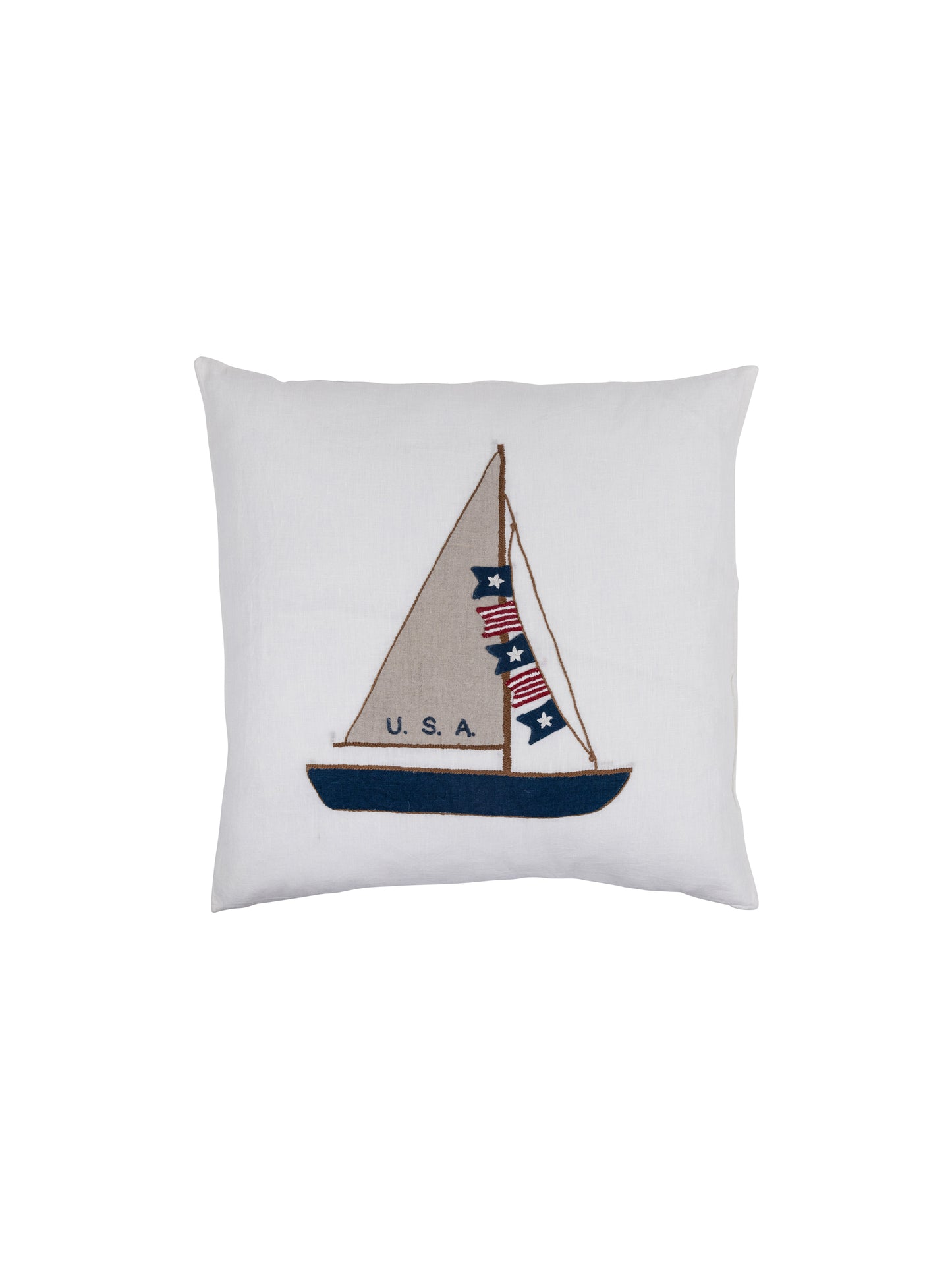 America Sailboat Linen Throw Pillow Weston Table