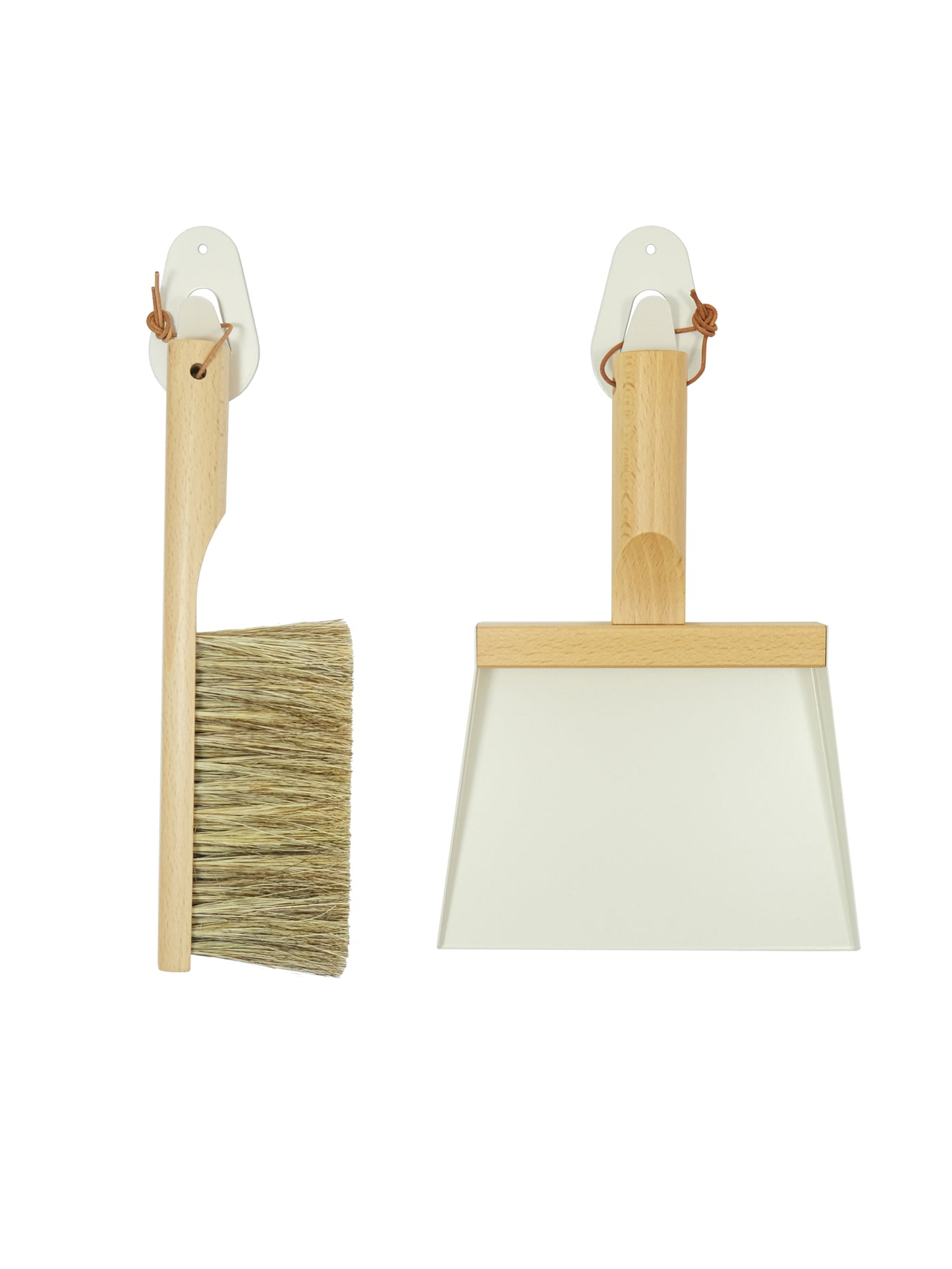 Andrée Jardin Mr. and Mrs. Clynk Hand Brush, Dustpan and  Wall Hook Set White Weston Table