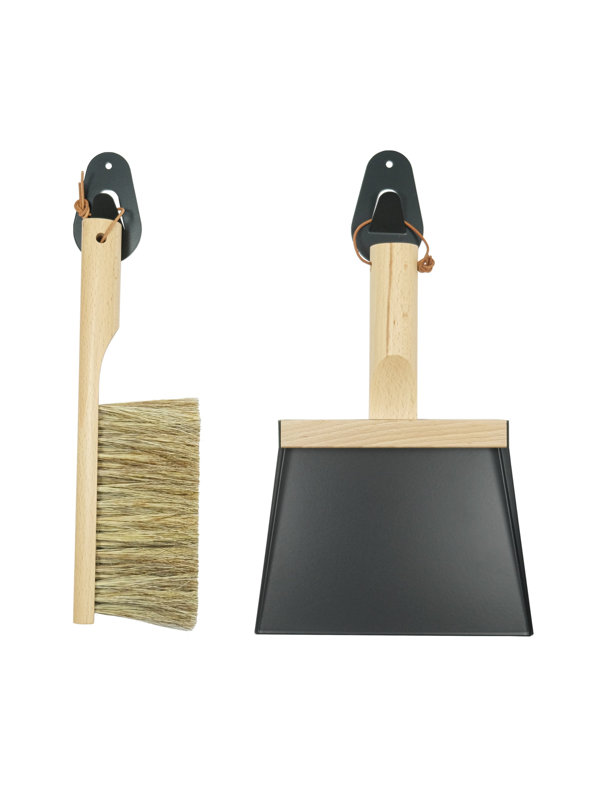 Andrée Jardin Mr. and Mrs. Clynk Hand Brush, Dustpan and  Wall Hook Set Black Weston Table