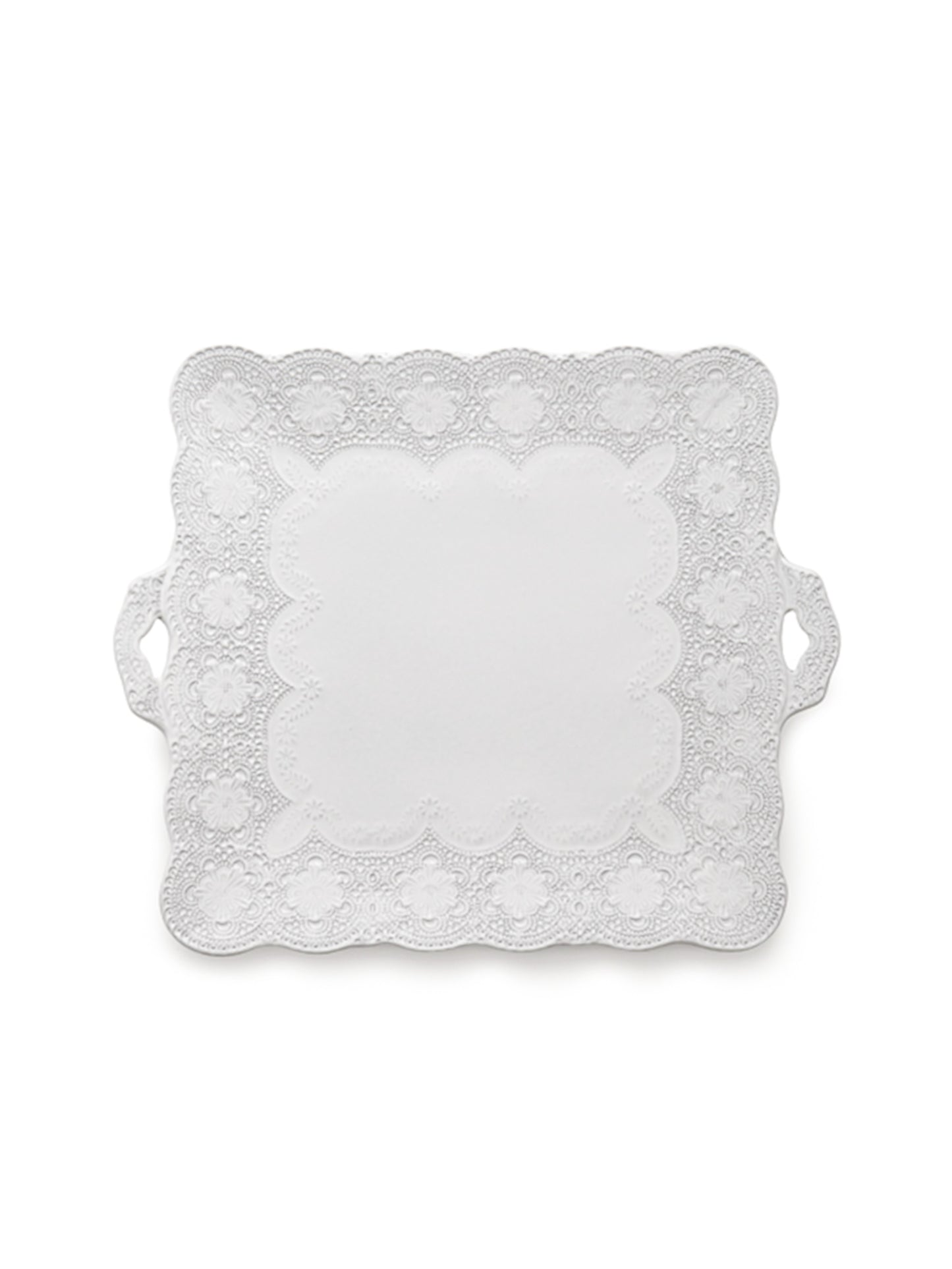Arte Italica Merletto White Square Platter with Handles Weston Table