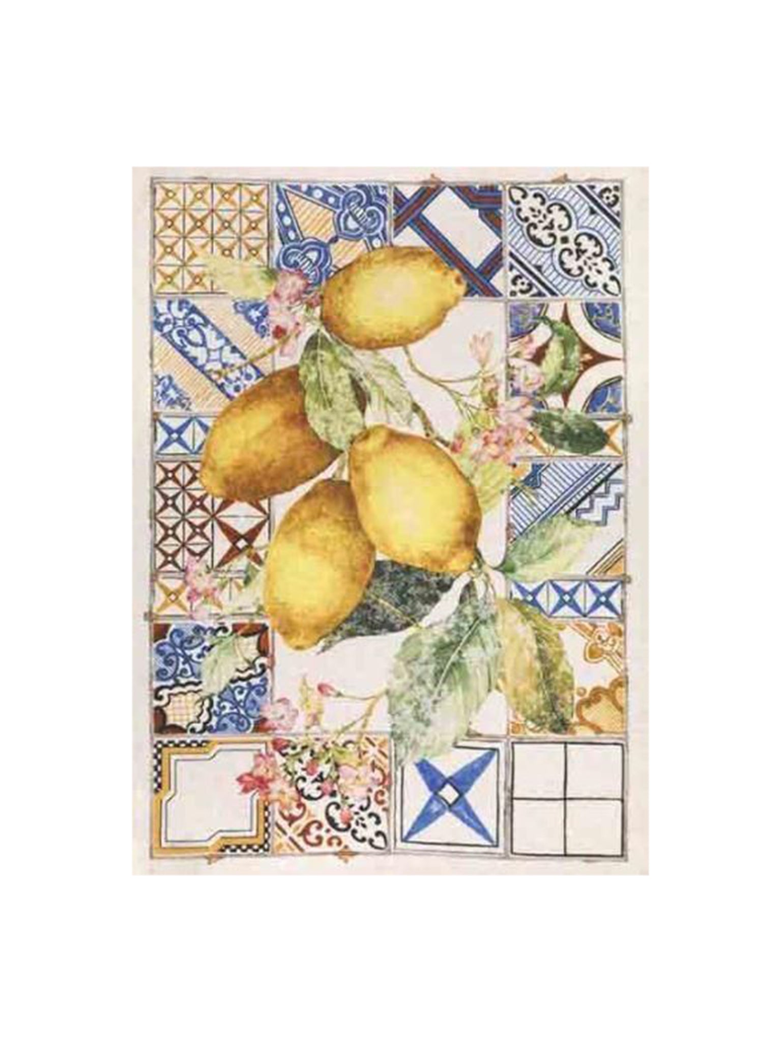 Azulejos Lemon Linen Kitchen Towel Weston Table