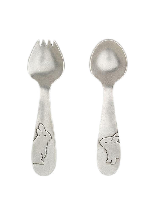 Beehive Handmade Pewter Rabbit Fork and Spoon Set
