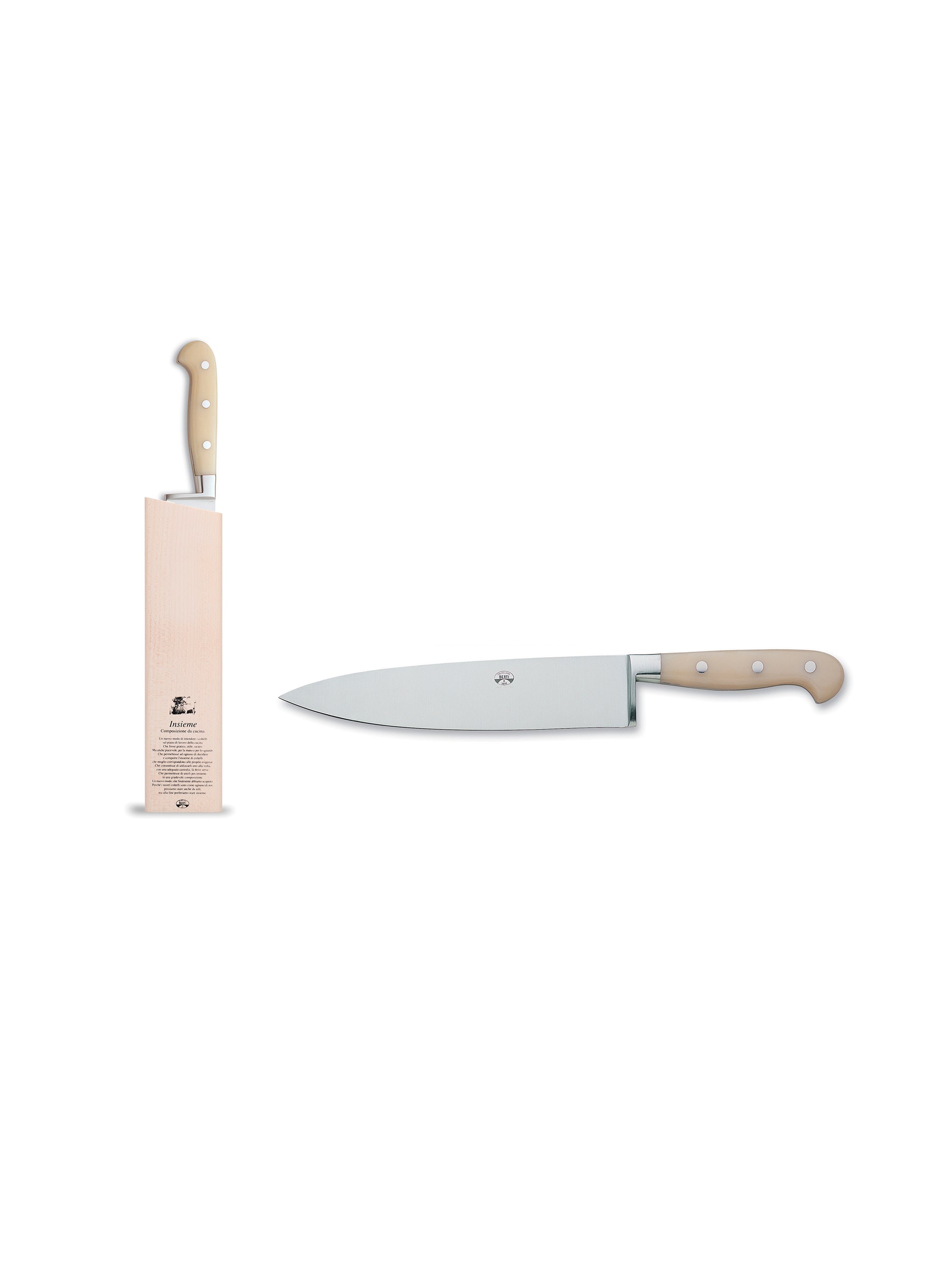 Berti Insieme Modern Classic White Lucite Handle Knife Block Set