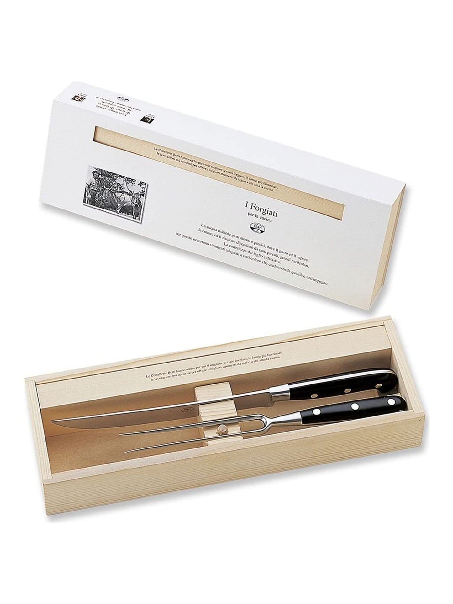 Coltellerie Berti Italian Carving Set Black Lucite Weston Table