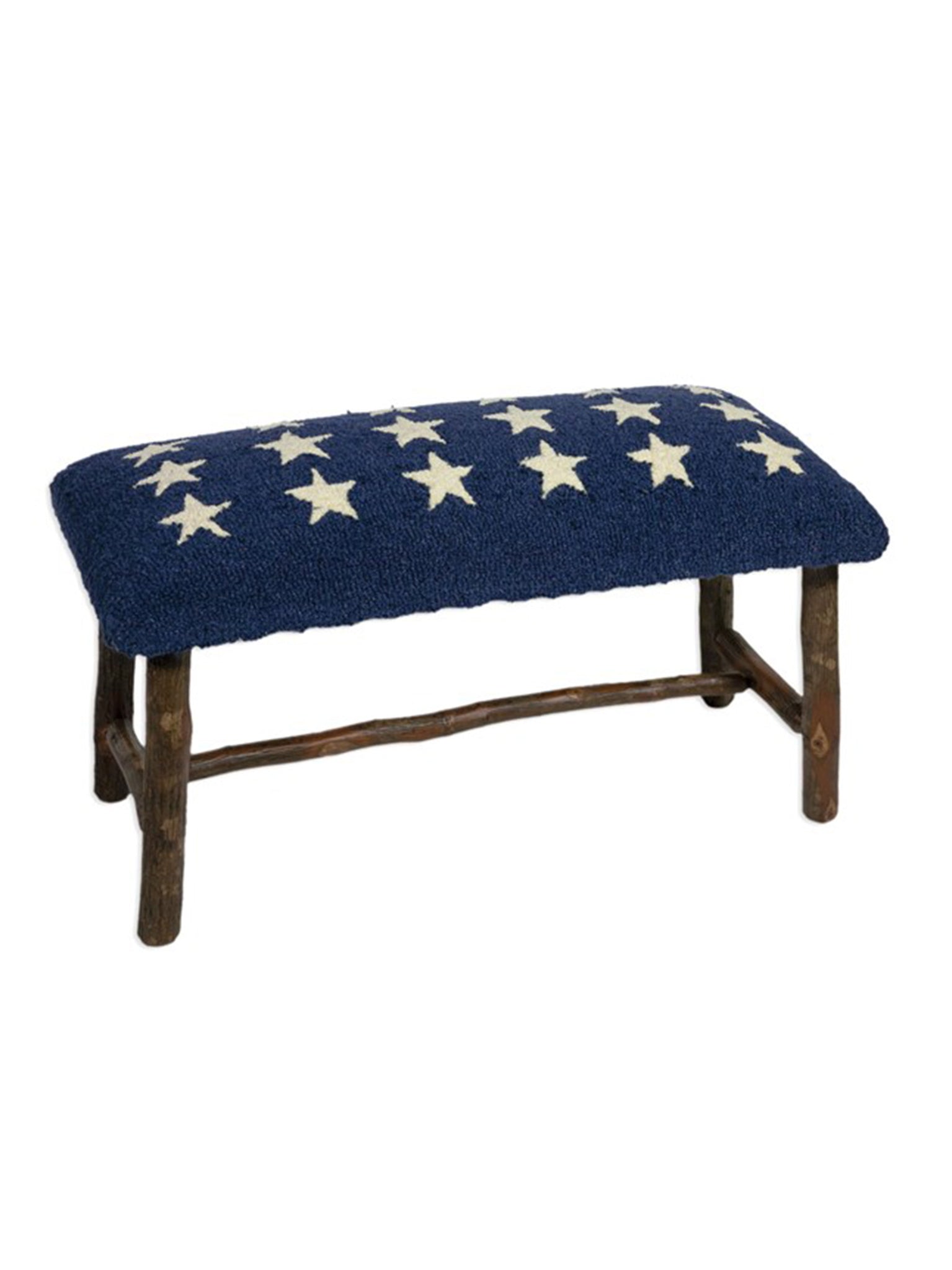 Blue Stars Hooked Wool Top Bench Weston Table