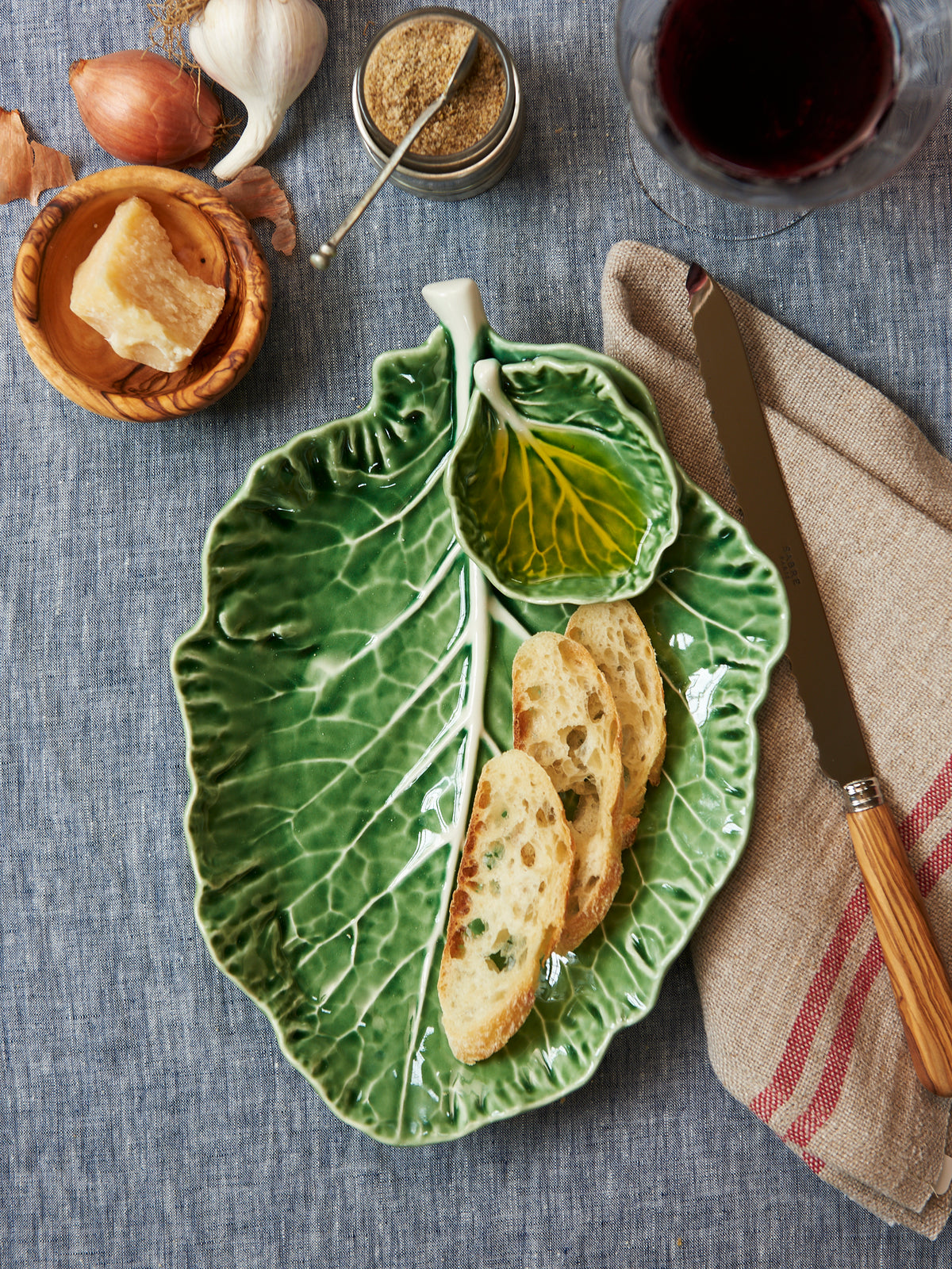 Bordallo Pinheiro Cabbage Leaf Dish with Dip Bowl | Bowls & Basins  display picture 1