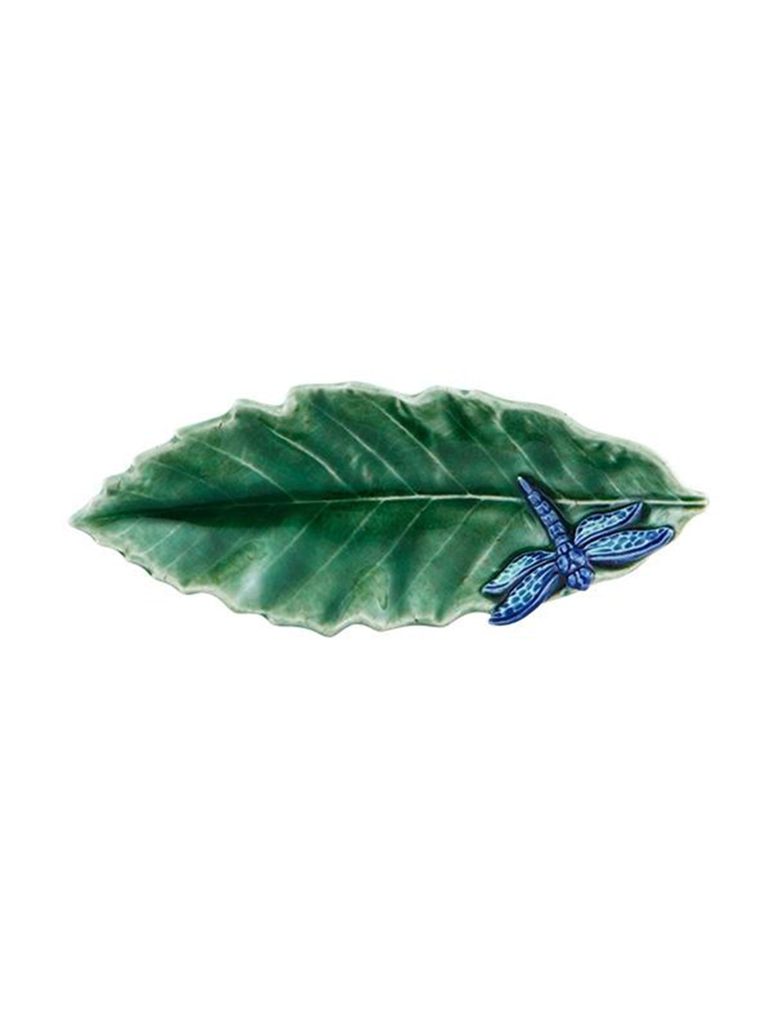 Bordallo Pinheiro Chestnut Leaf with Dragonfly Plate Weston Table