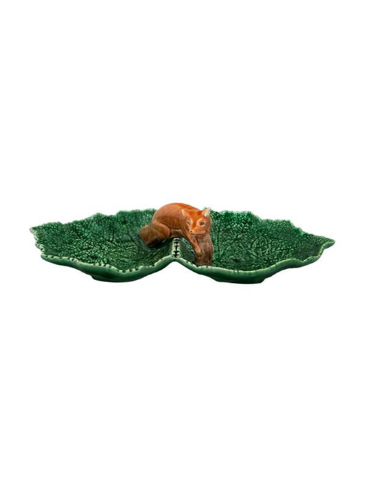 Bordallo Pinheiro Double Leaf with Fox Serving Dish Weston Table