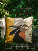 Carola van Dyke Textile Art Hare Pillow Yellow Weston Table