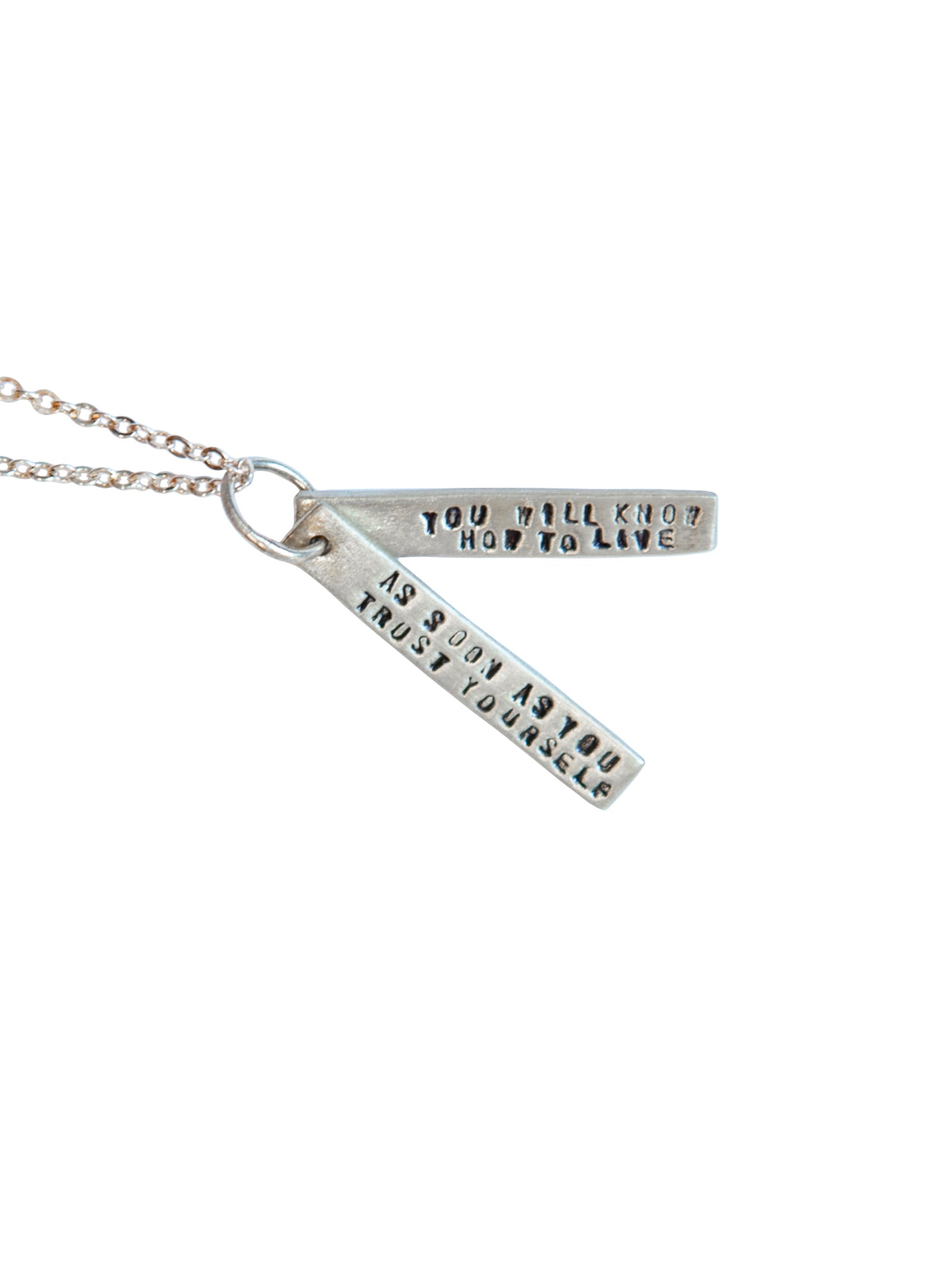 Chocolate & Steel Long-Bar Quote Necklace Goethe Silver Weston Table