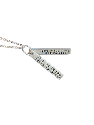  Chocolate & Steel Long-Bar Quote Necklace Goethe Silver Weston Table 