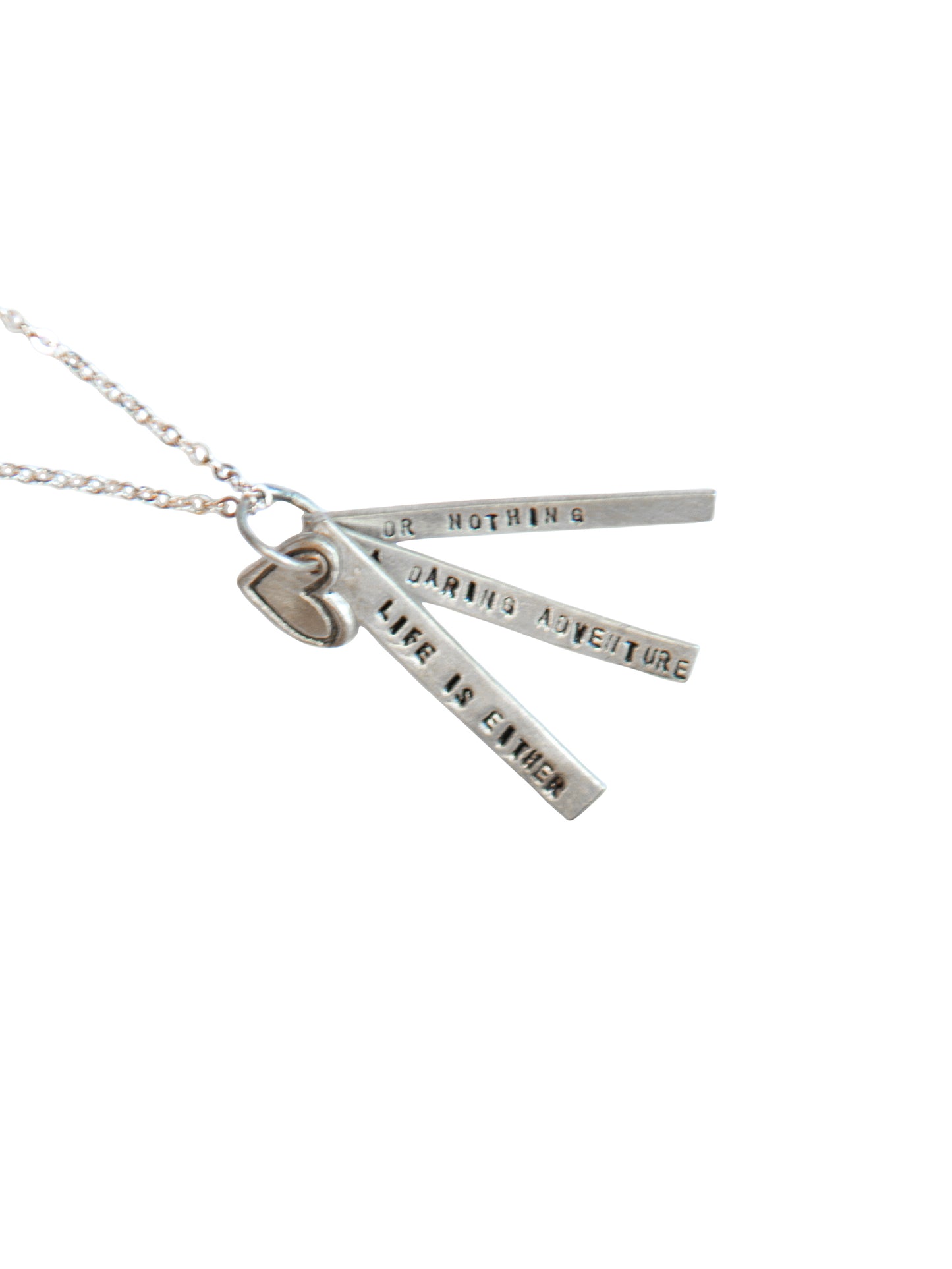 Chocolate & Steel Long-Bar Quote Necklace Helen Keller Silver Weston Table