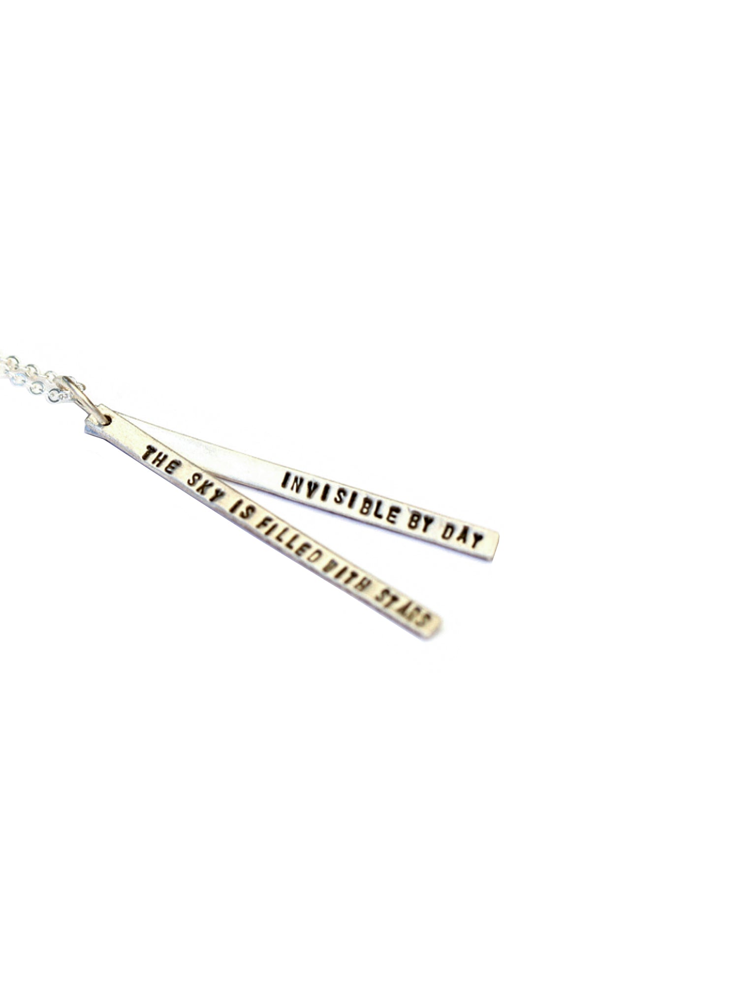 Chocolate & Steel Long-Bar Quote Necklace Henry Wadsworth Longfellow
