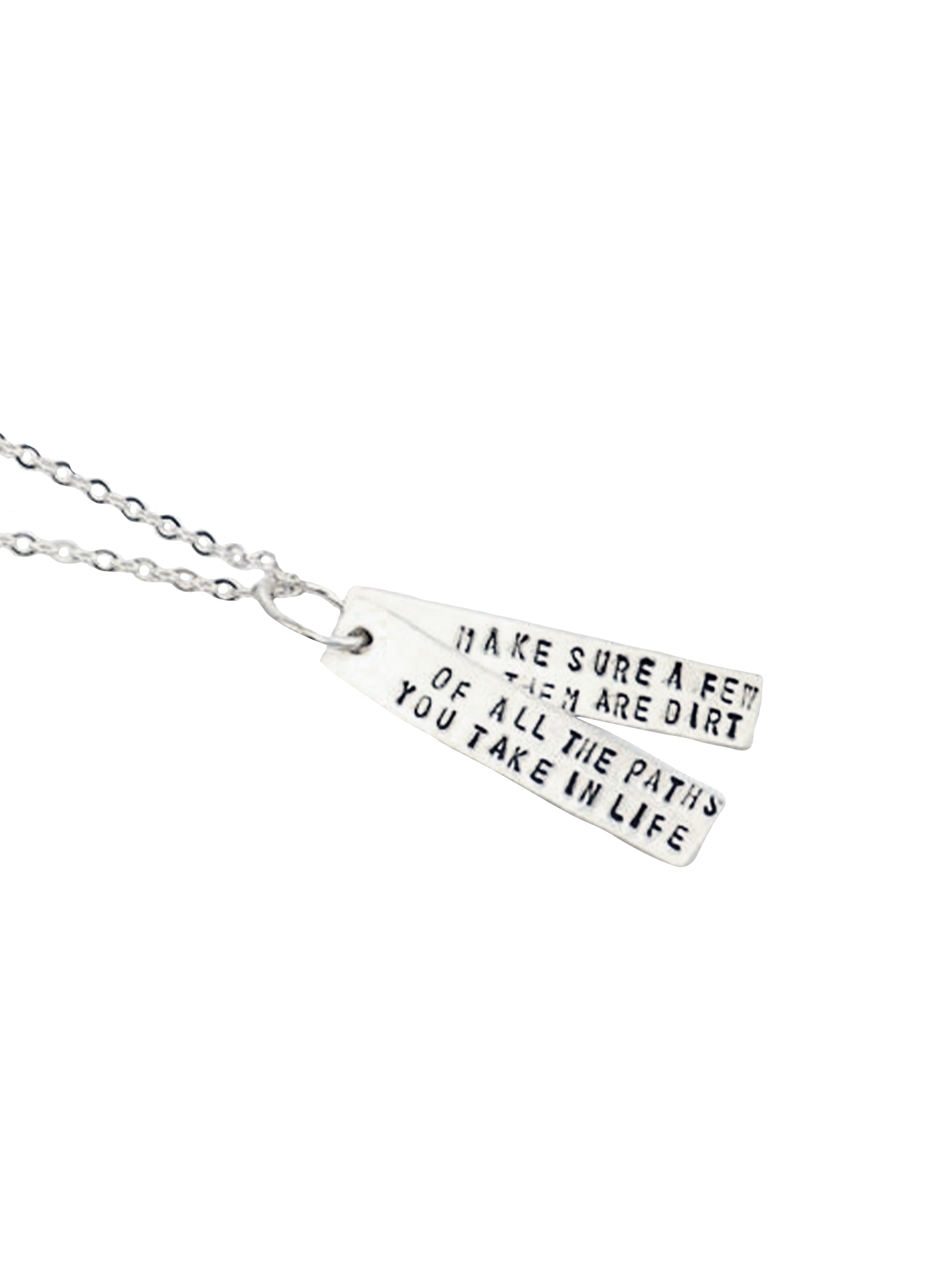 Chocolate & Steel Long-Bar Quote Necklace John Muir Of All The Paths You Take Silver Weston Table