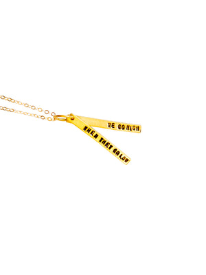  Chocolate & Steel Long-Bar Quote Necklace Michelle Obama Gold Weston Table 