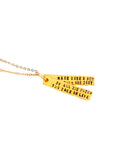 Chocolate & Steel Long-Bar Quote Necklace Of All The Paths You Take Gold Weston Table