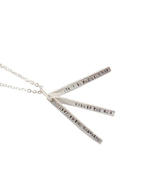  Chocolate & Steel Long-Bar Quote Necklace Ralph Waldo Emerson Silver Weston Table 