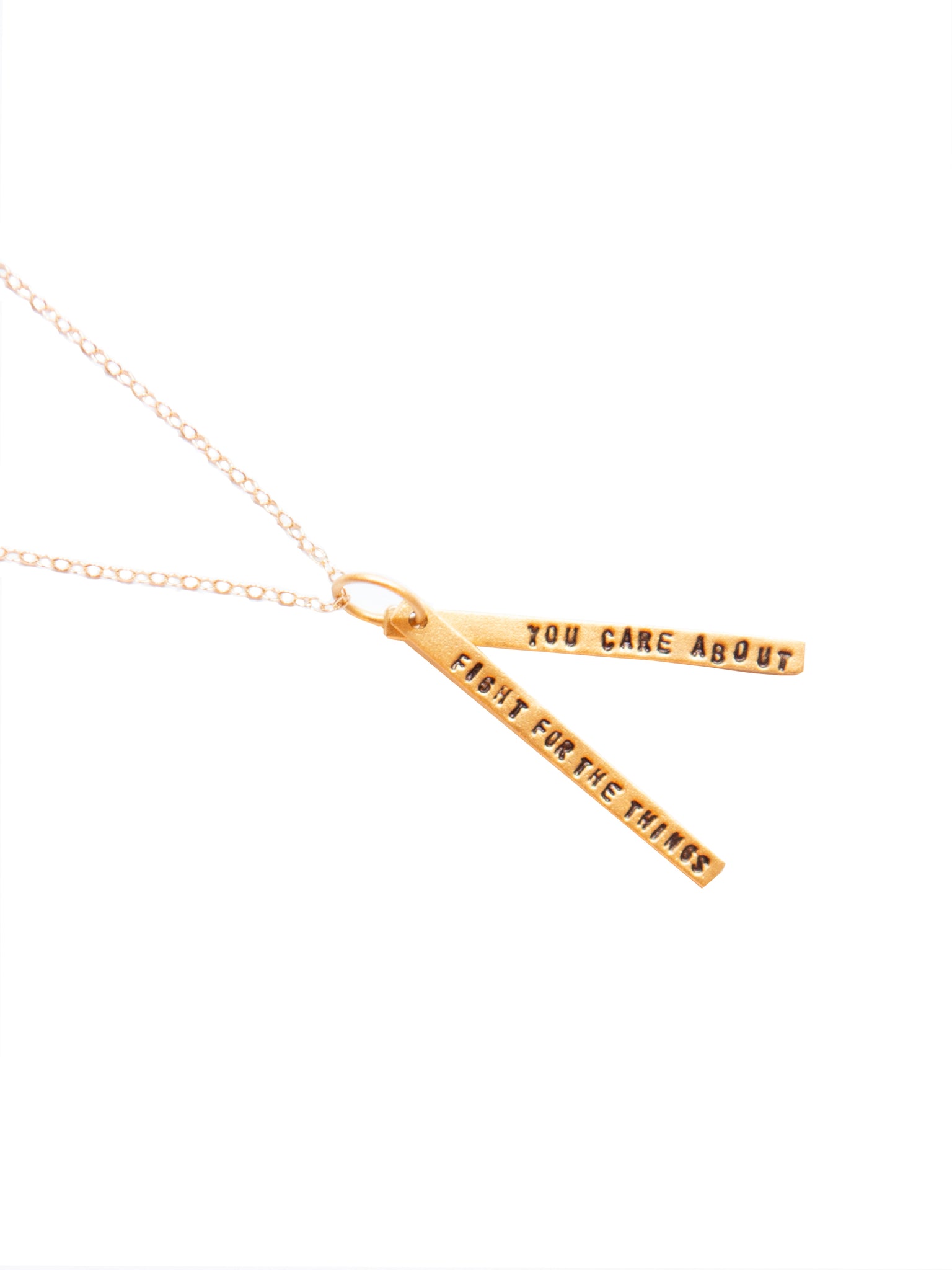 Chocolate & Steel Long-Bar Quote Necklace Ruth Bader Ginsburg Gold Weston Table