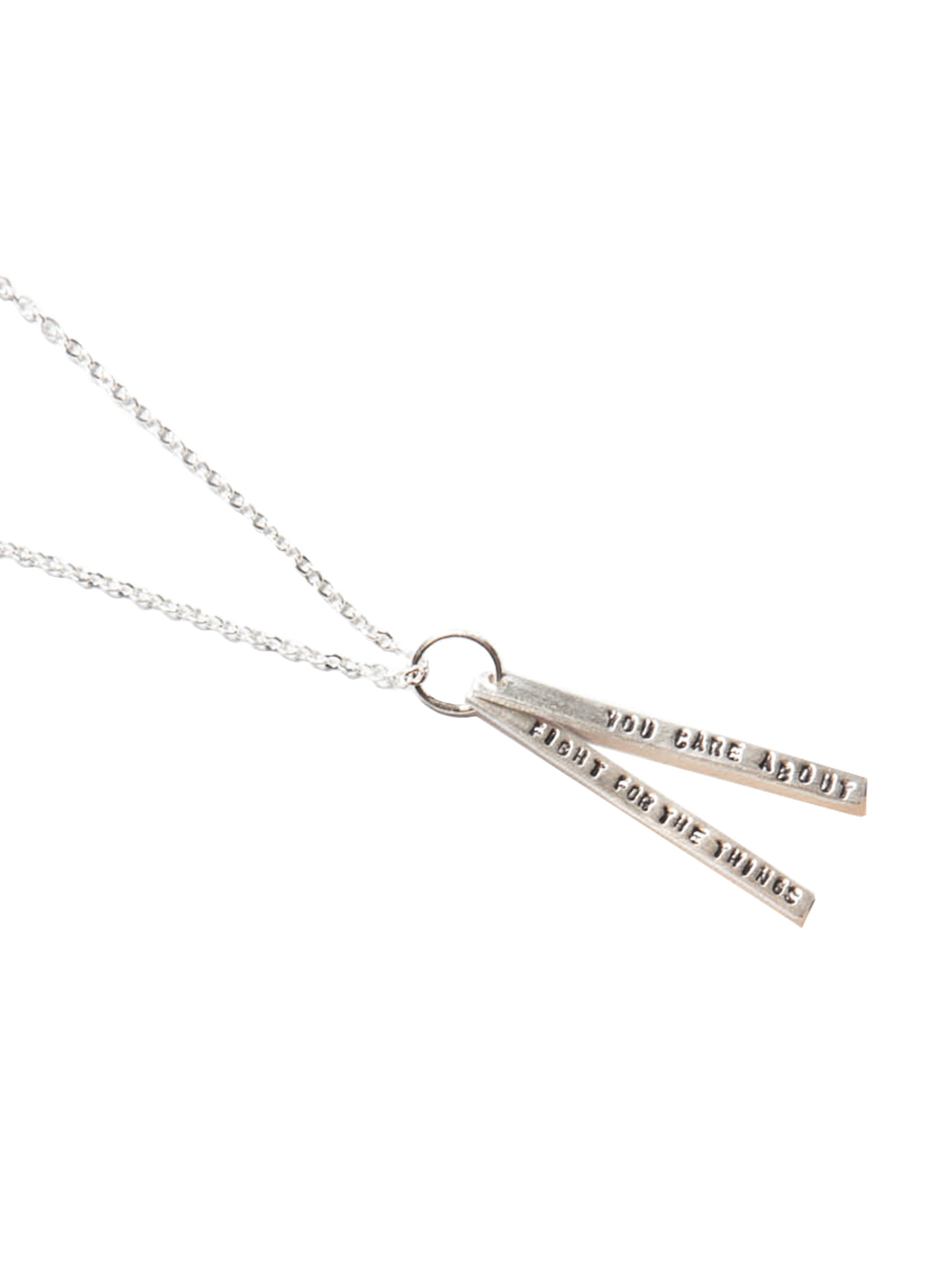Chocolate & Steel Long-Bar Quote Necklace Ruth Bader Ginsburg Silver Weston Table