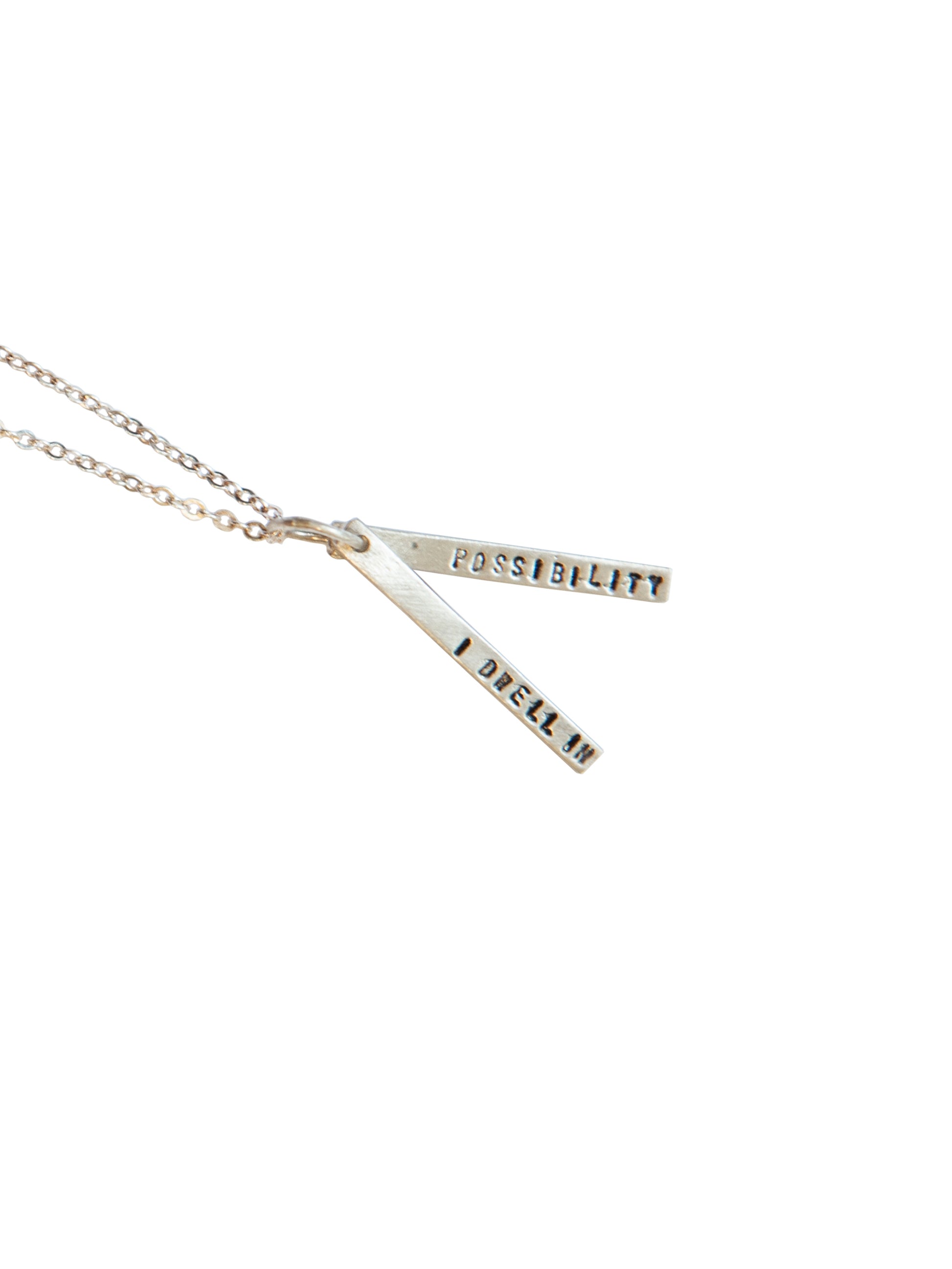 Chocolate & Steel Long-Bar Quote Necklaces Emily Dickinson Possibility Silver Weston Table