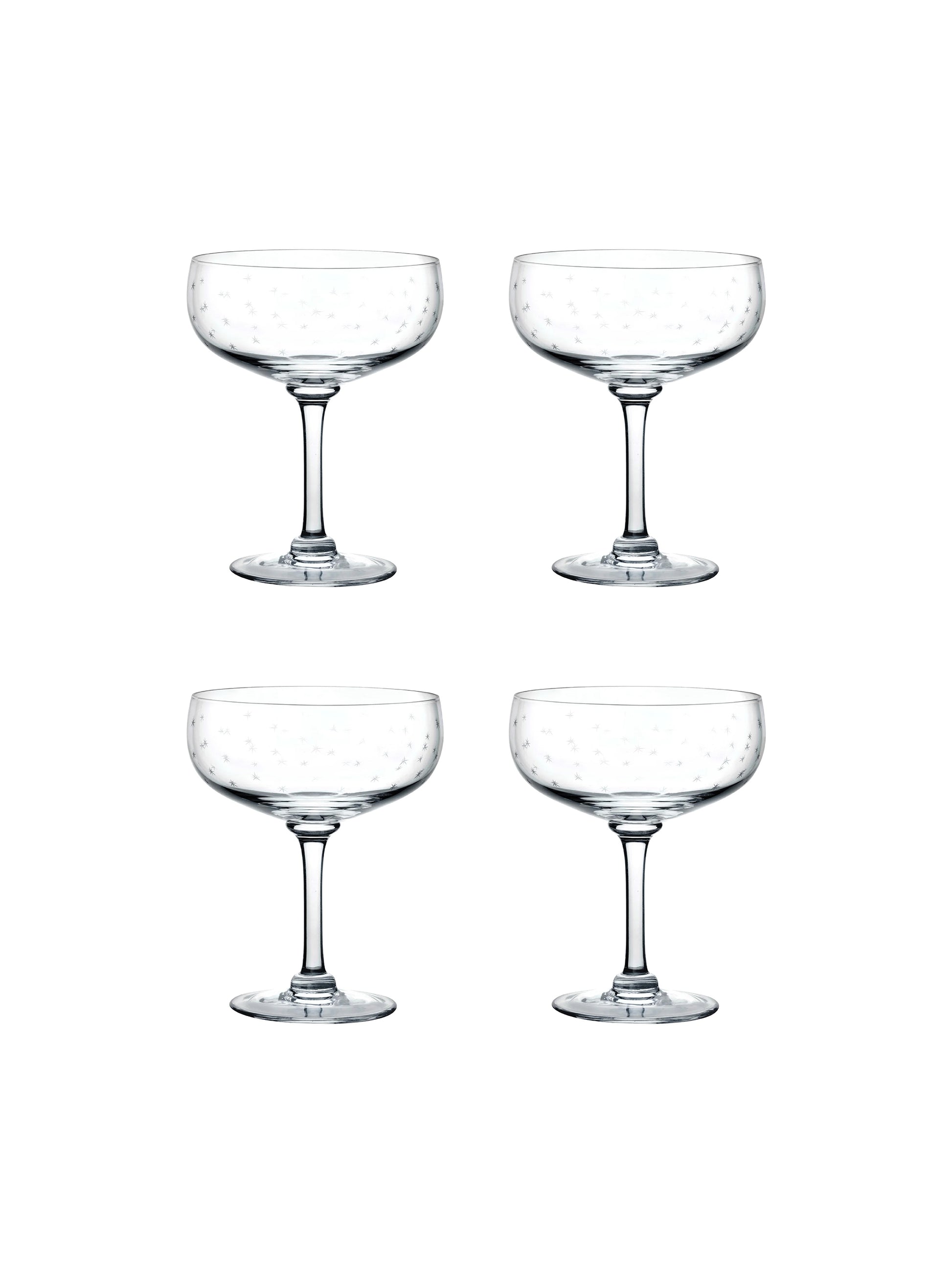 Crystal Cocktail Glasses with Stars Set of Four Weston Table