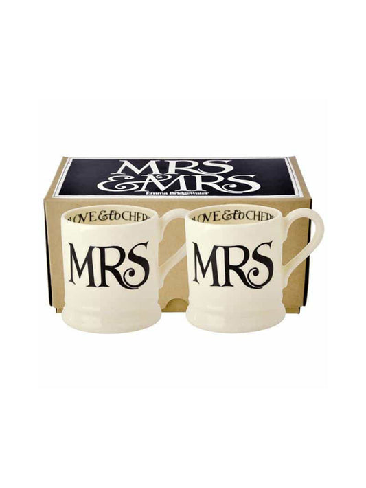 Emma Bridgewater Mrs and Mrs Half Pint Mugs Weston Table