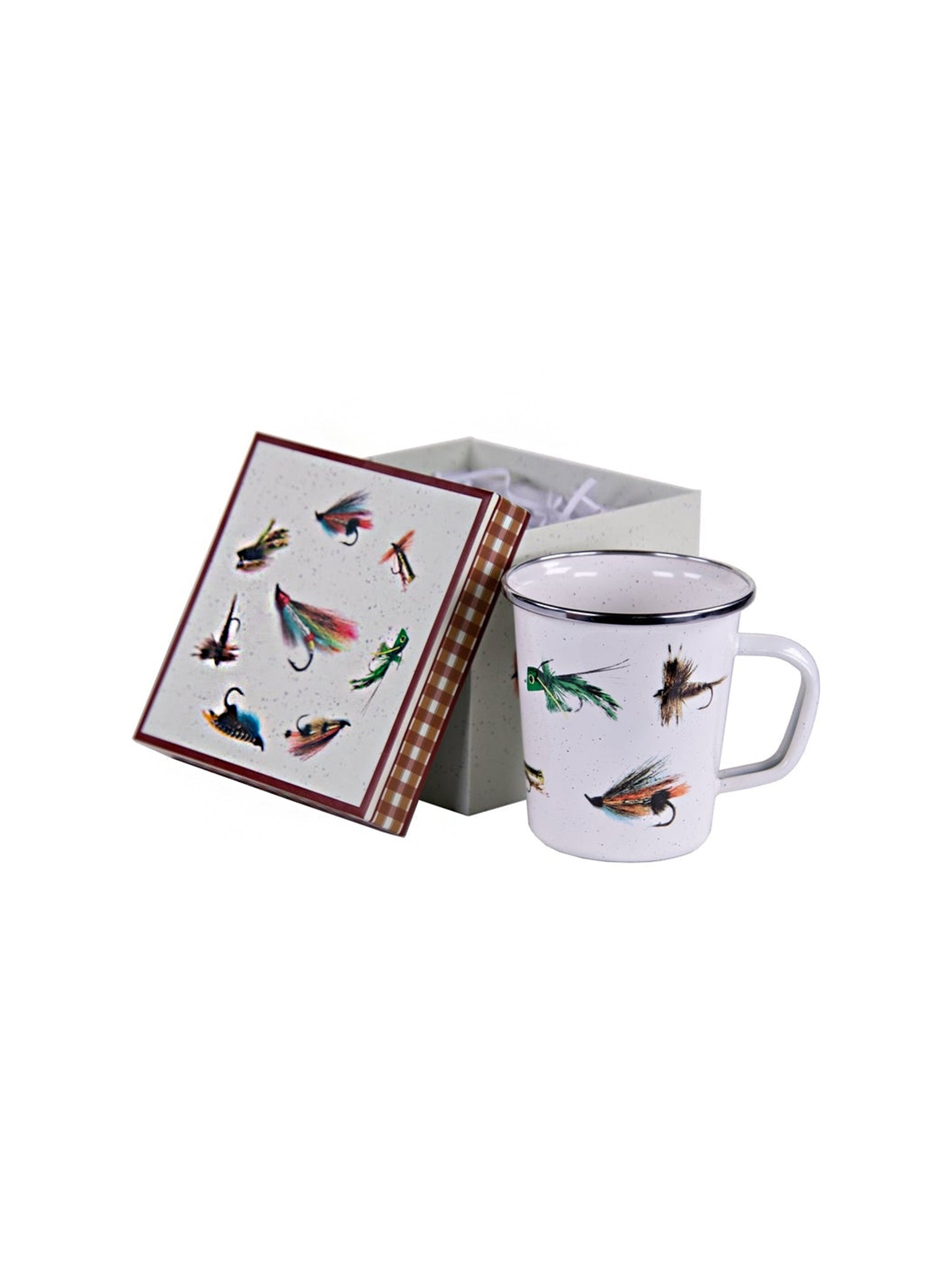 Enamelware Fishing Fly Mug Gift Box Weston Table