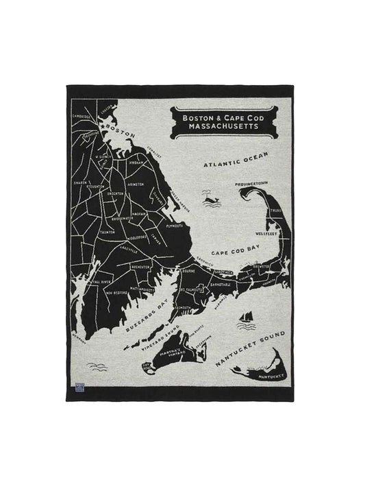 Faribault Boston Cape Cod  and Islands Map Wool Throw Weston Table