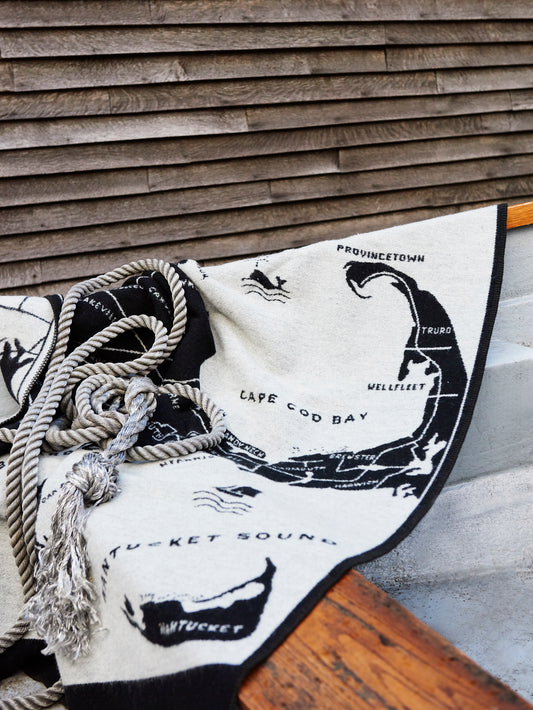 Faribault Boston Cape Cod  and Islands Map Wool Throw Weston Table